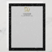 50e verjaardag, Elegant Black Gold Glam Persoonlijk Briefhoofd (Voorkant / Achterkant)
