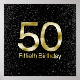 50e verjaardag, Elegant Black Gold Glam Poster