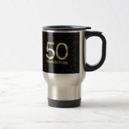50e verjaardag, Elegant Black Gold Glam Reisbeker