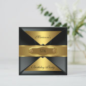 50e verjaardag Elegant Black Gold op Gold Kaart (Staand voorkant)