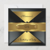 50e verjaardag Elegant Black Gold op Gold Kaart (Voorkant)