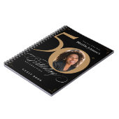 50e verjaardag Elegant Black Gold Script Guestbook Notitieboek (Linkerzijde)