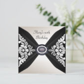 50e verjaardag Elegant Black White Jewel 2 Kaart (Staand voorkant)