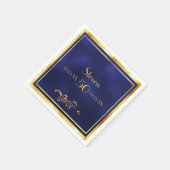 50e verjaardag: elegant blauw en goud servet (Hoek)