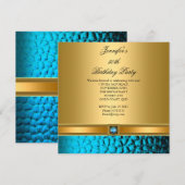 50e verjaardag Elegant Blauwgroen Gold Kaart (Voorkant / Achterkant)