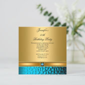 50e verjaardag Elegant Blauwgroen Gold Kaart (Staand voorkant)