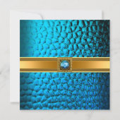 50e verjaardag Elegant Blauwgroen Gold Kaart (Achterkant)