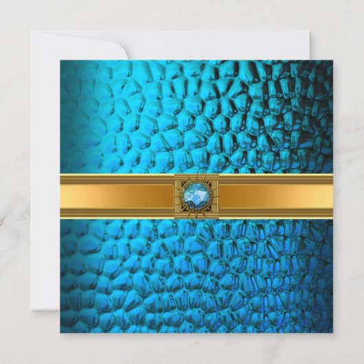 50e verjaardag Elegant Blauwgroen Gold Kaart (Achterkant)