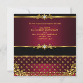 50e verjaardag Elegant Burgundy Gold Spot Black Kaart (Achterkant)