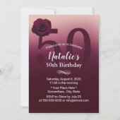 50e verjaardag Elegant Burgundy Red Ombre Kaart (Voorkant)