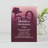 50e verjaardag Elegant Burgundy Red Ombre Kaart (Staand voorkant)