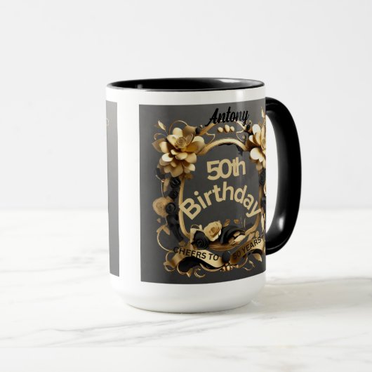 50e verjaardag Elegant Chic Cheers tot 50 jaar Mok (Voorkant rechts)