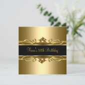 50e verjaardag Elegant Classy  Gold Black 2 Kaart (Staand voorkant)