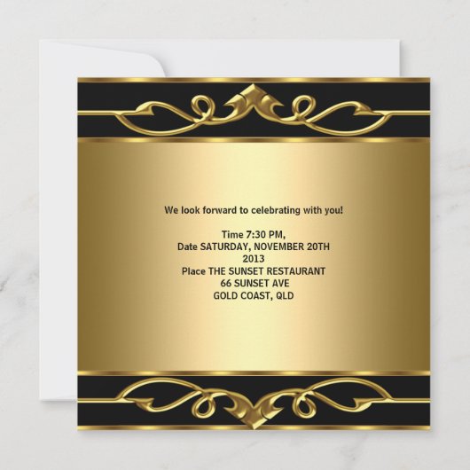 50e verjaardag Elegant Classy Gold Black 2 Kaart (Achterkant)