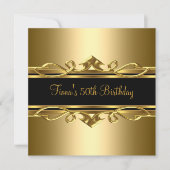 50e verjaardag Elegant Classy  Gold Black 2 Kaart (Voorkant)