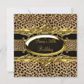 50e verjaardag Elegant Classy Gold Black Leopard Kaart (Voorkant)