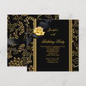 50e verjaardag Elegant Damask Gold Black Kaart (Voorkant / Achterkant)