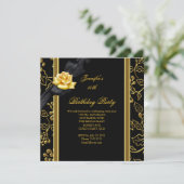50e verjaardag Elegant Damask Gold Black Kaart (Staand voorkant)