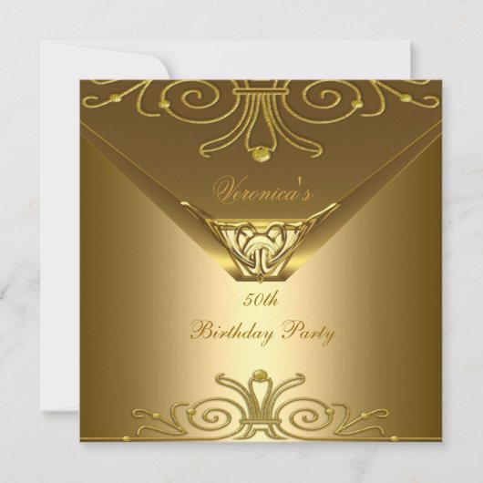 50e verjaardag Elegant Gold Art Deco Kaart (Voorkant)