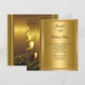 50e verjaardag Elegant Gold Black Kaart (Voorkant / Achterkant)