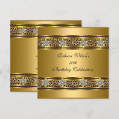50e verjaardag Elegant Gold Black Leopard 2 Kaart (Voorkant / Achterkant)
