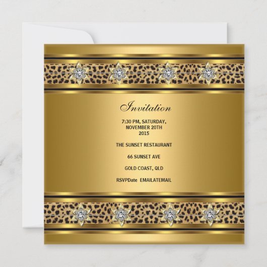 50e verjaardag Elegant Gold Black Leopard 2 Kaart (Achterkant)