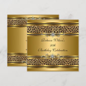 50e verjaardag Elegant Gold Black Leopard 3 Kaart (Voorkant / Achterkant)
