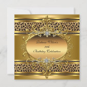 50e verjaardag Elegant Gold Black Leopard 4 Kaart (Voorkant)