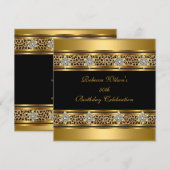 50e verjaardag Elegant Gold Black Leopard Kaart (Voorkant / Achterkant)