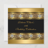 50e verjaardag Elegant Gold Black Leopard Kaart (Voorkant)