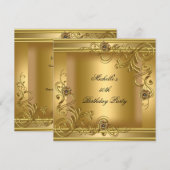50e verjaardag Elegant Gold op Gold Floral 2 Kaart (Voorkant / Achterkant)