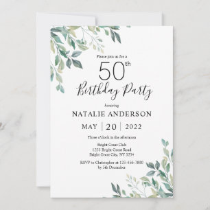 50e verjaardag Elegant Green Eucalyptus Greenery Kaart