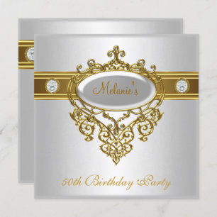 50e verjaardag Elegant Lace White Diamond 3 Kaart