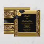 50e verjaardag Elegant Leopard Gold Black Kaart (Voorkant / Achterkant)
