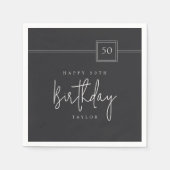 50e verjaardag Elegant minimalistisch zwart Servet (Voorkant)