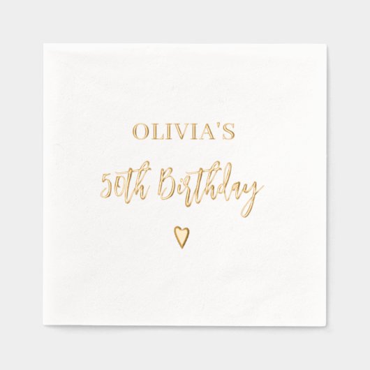 50e verjaardag Elegant Modern Heart Gold Folie Servetten (Voorkant)