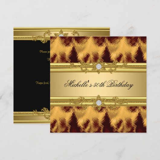 50e verjaardag Elegant Old Gold Diamond Kaart (Voorkant / Achterkant)