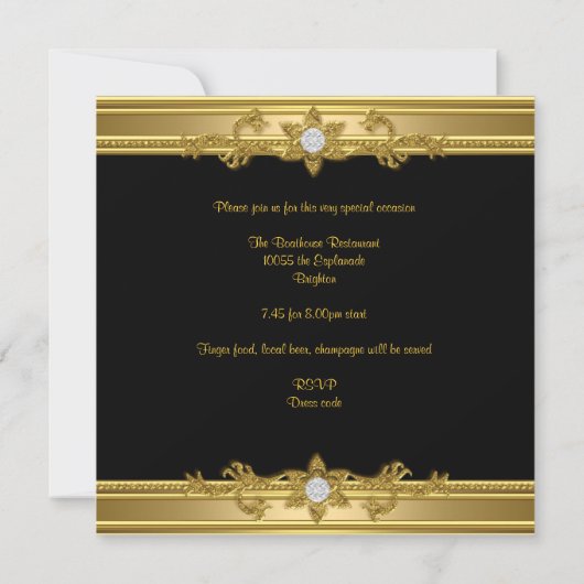 50e verjaardag Elegant Old Gold Diamond Kaart (Achterkant)