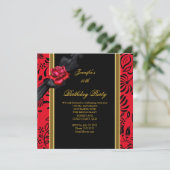 50e verjaardag Elegant Red Damask Gold Black Kaart (Staand voorkant)