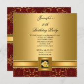 50e verjaardag Elegant Red Gold Black Kaart (Voorkant / Achterkant)
