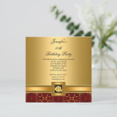 50e verjaardag Elegant Red Gold Black Kaart (Staand voorkant)