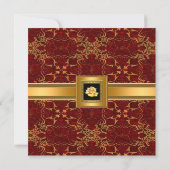 50e verjaardag Elegant Red Gold Black Kaart (Achterkant)