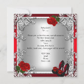 50e verjaardag Elegant Red Rose Silver Kaart (Achterkant)