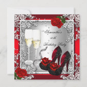 50e verjaardag Elegant Red Rose Silver Kaart (Voorkant)