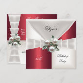 50e verjaardag Elegant Red White Check Jewel (Voorkant / Achterkant)