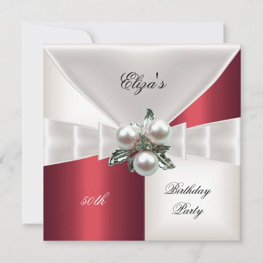 50e verjaardag Elegant Red White Check Jewel (Voorkant)