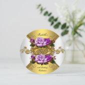 50e verjaardag Elegant Roos Paars Gold R Kaart (Staand voorkant)