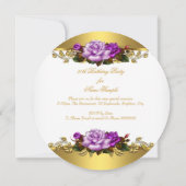 50e verjaardag Elegant Roos Paars Gold R Kaart (Achterkant)