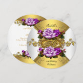 50e verjaardag Elegant Roos Paars Gold R Kaart (Voorkant / Achterkant)