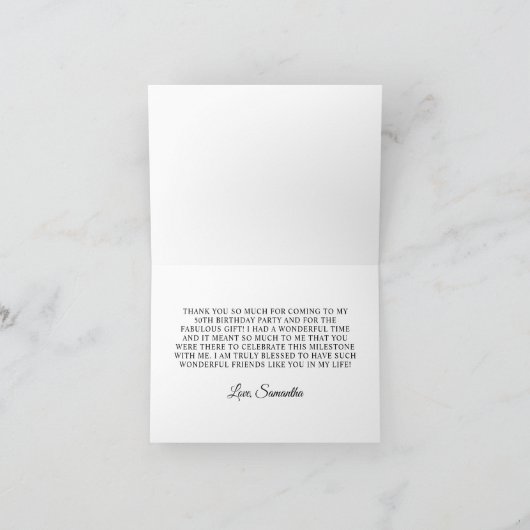 50e verjaardag Elegant Script Bedankkaart (Binnen)